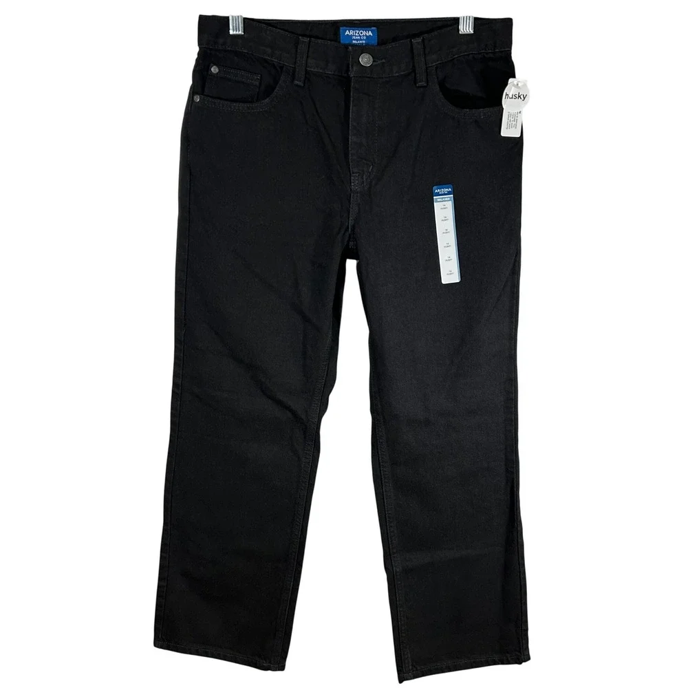 Arizona Jean Co Kids Relaxed Fit Black Jeans Husky Size 14 Adjustable Waist NEW